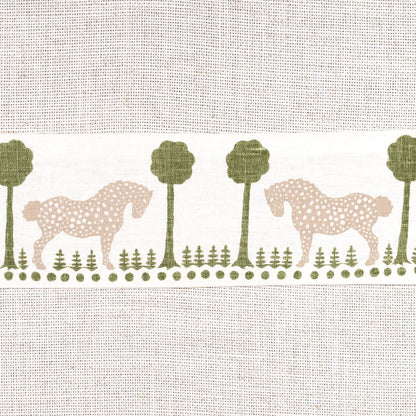 Polka Dot Pony Tape – Stylised Equine Motif Trim, Olive