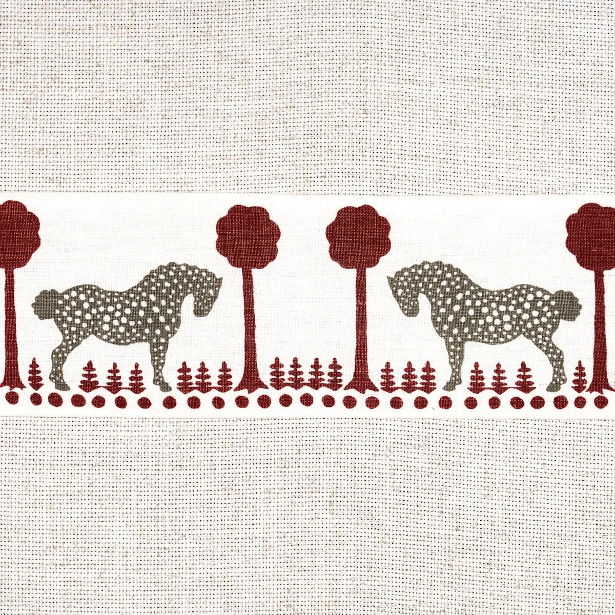 Polka Dot Pony Tape – Stylised Equine Motif Trim, Red