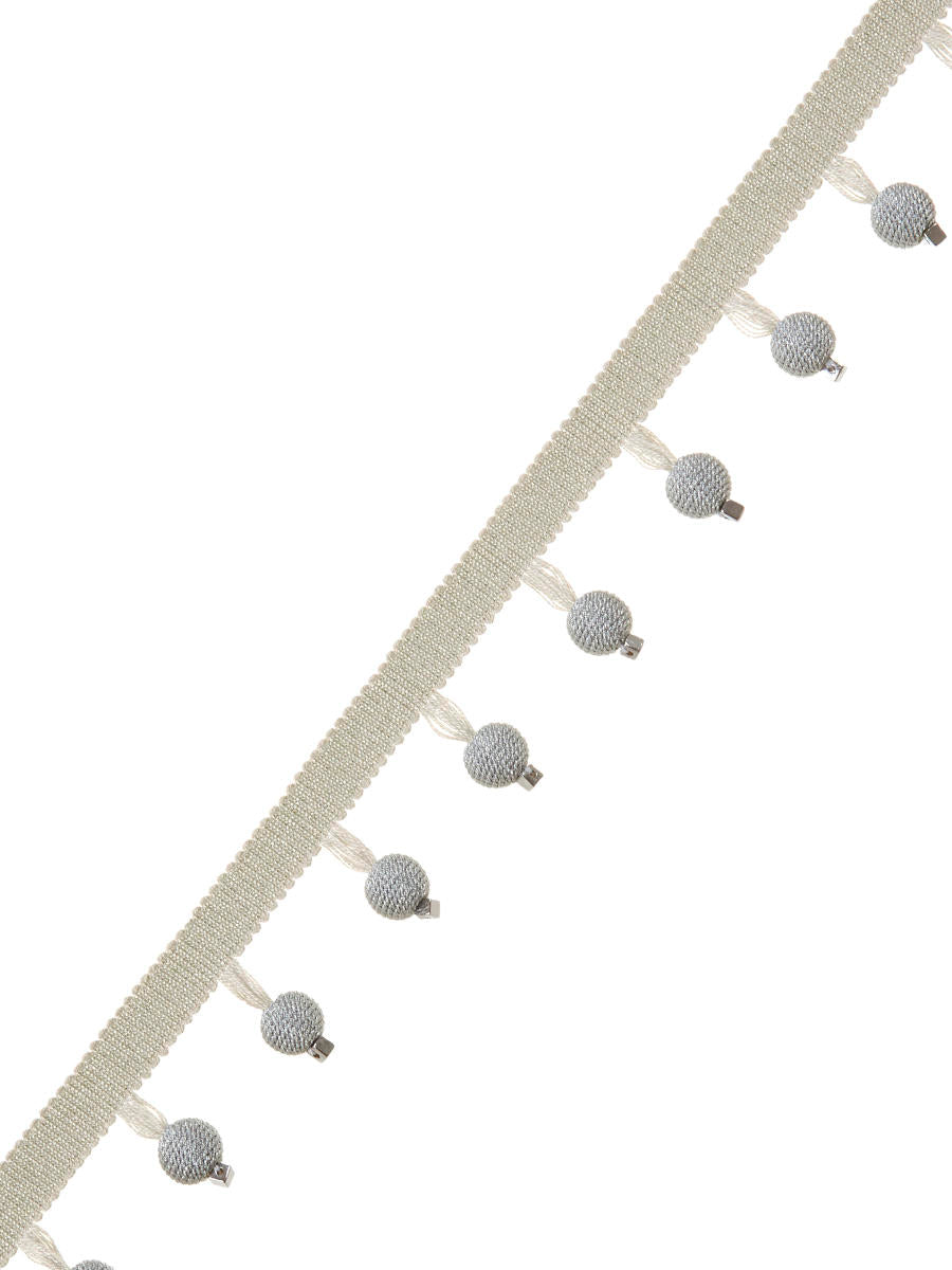Maxim Metallic Trim – Shimmering Metallic Border Tape, Grey, Metallic, Off White / Ivory