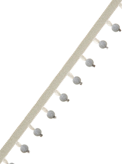 Maxim Metallic Trim – Shimmering Metallic Border Tape, Grey, Metallic, Off White / Ivory