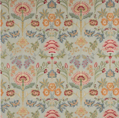 Patterned fabric with floral design on a light blue background
Dianthus Embroidered Fabric
