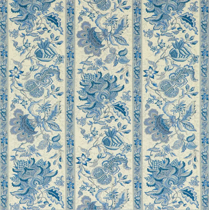 Decorative fabric with blue floral pattern on a beige background
Montflours Print Linen & Cotton Fabric - Blue