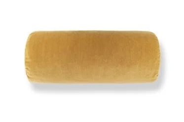 Mustard yellow cylindrical pillow on a white background
TUDOR VELVET PILLOW