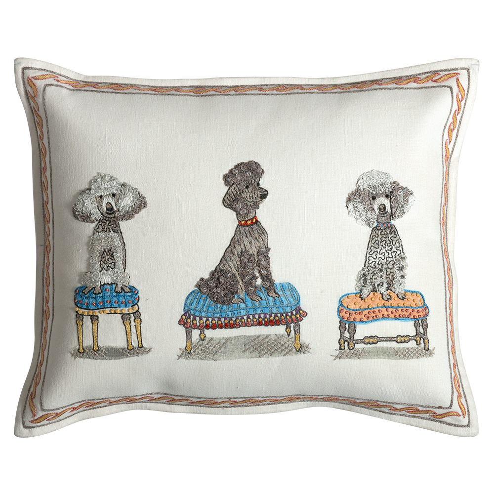 Posing Poodles Cushion – Decorative Pillow, Posing Poodles