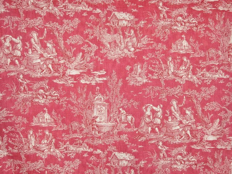 Satin Coutances Négatif Printed Cotton, Rouge