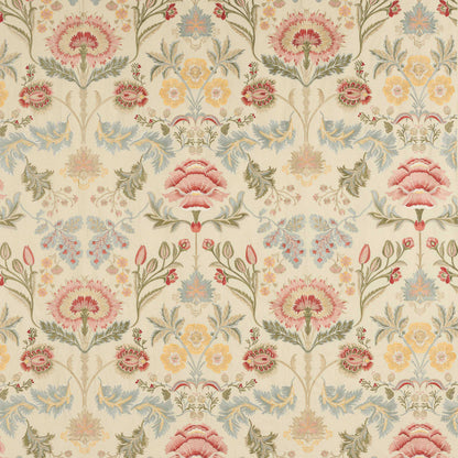 Dianthus Red & Green Floral Embroidered Fabric Cowtan and Tout