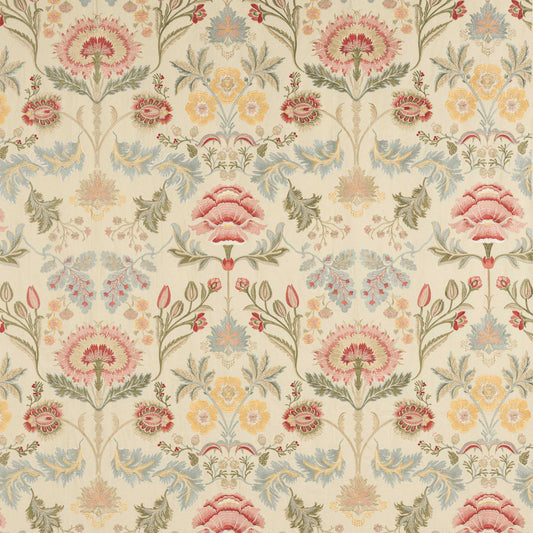 Dianthus Red & Green Floral Embroidered Fabric Cowtan and Tout