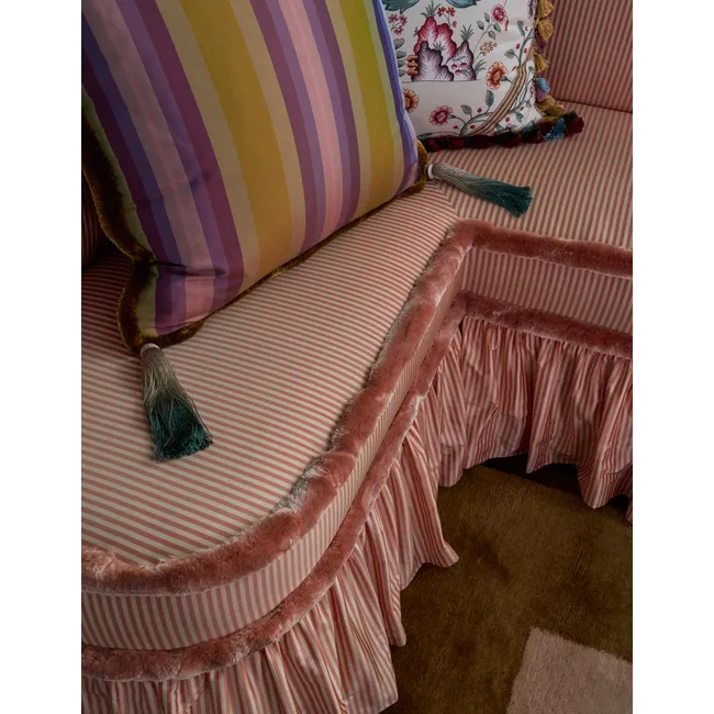 Directire Stripe Silk Fabric – Elegant Pekin Red Stripes for Drapery & Decor