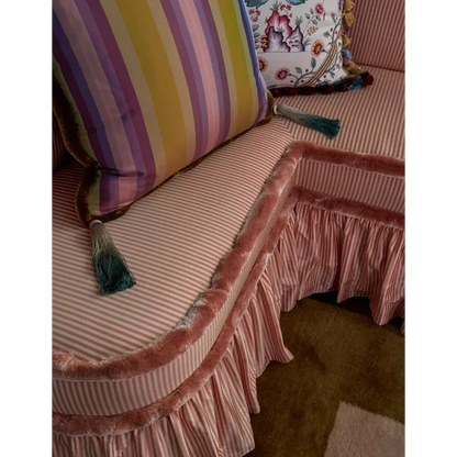 Directire Stripe Silk Fabric – Elegant Pekin Red Stripes for Drapery & Decor