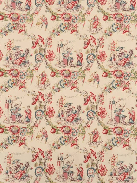 Musiciens Chinois Printed Cotton, Crème