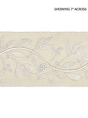 Laurel Embroidered Tape – Decorative Trim by the Yard, Vellum