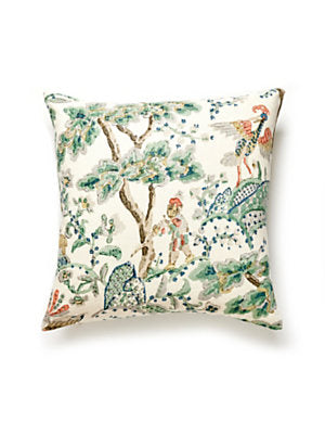 Kelmescott Hand Block Pillow, Square - Leaf On Ivory