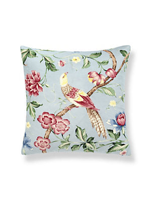 Orienteaux Pillow–Luxury Cushion, Rose & Blue On Glacier Blue