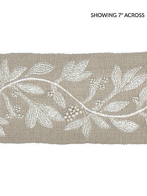 Laurel Embroidered Tape – Decorative Trim by the Yard, Flax