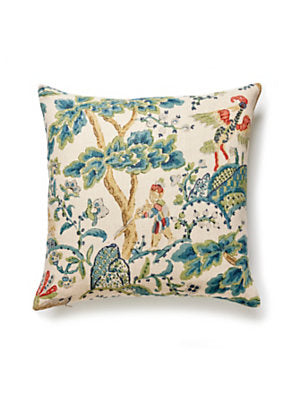 Kelmescott Hand Block Pillow, Peacock On Sand