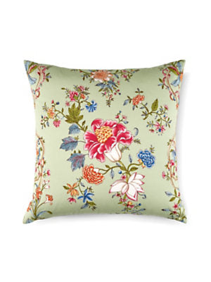 Camellia Trellis Decorative Pillow, Seafoam Posey