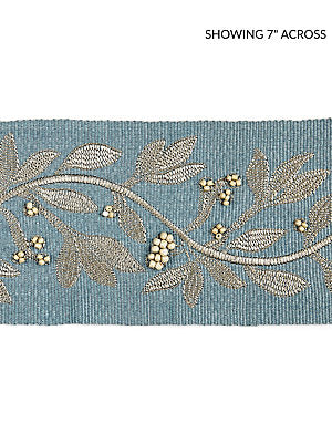 Laurel Embroidered Tape – Decorative Trim by the Yard, Bluestone