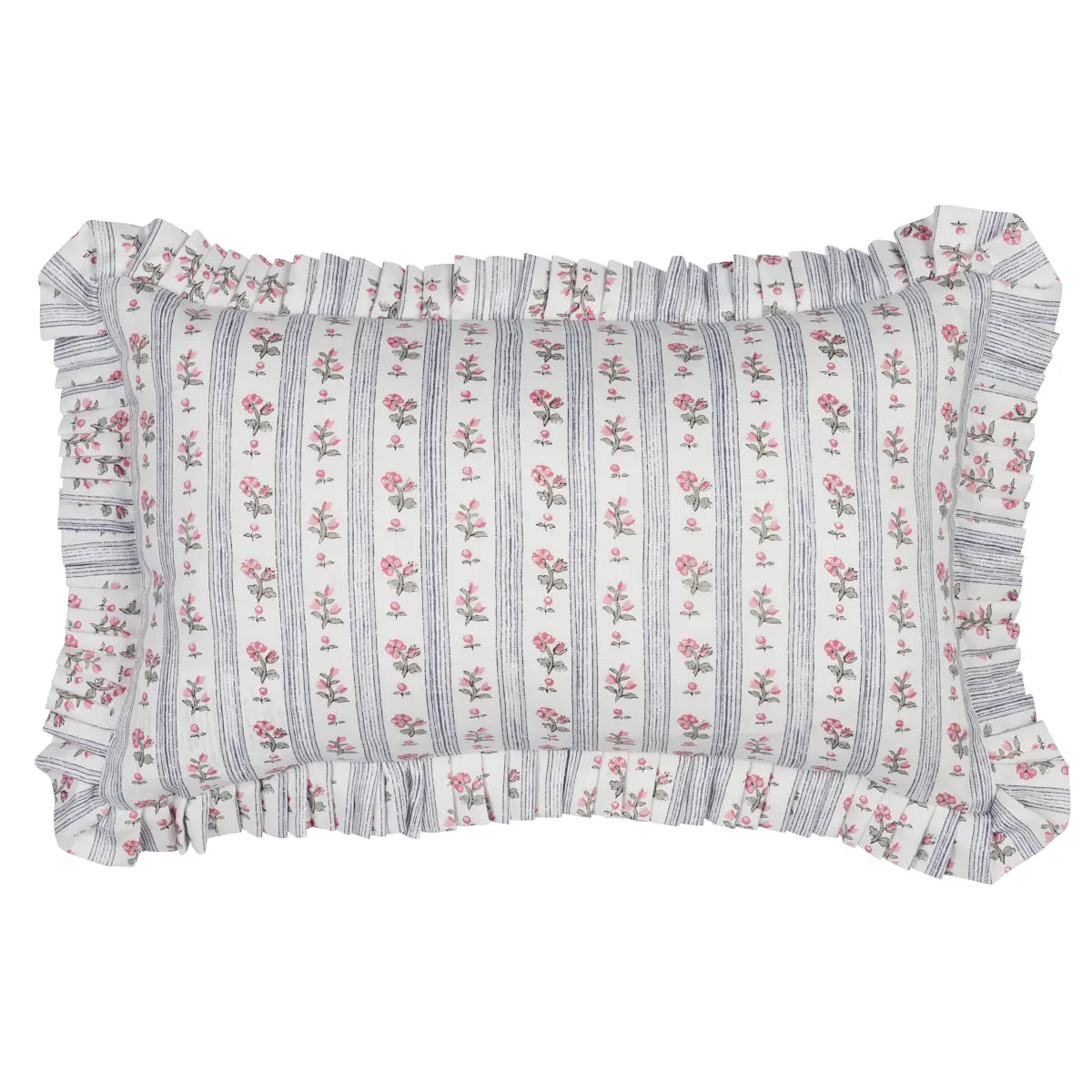 Cabanon Stripe Pillow – Striped Throw Cushion, Rose
