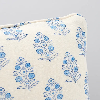Aditi Hand Blocked Print Pillow – Blue & White