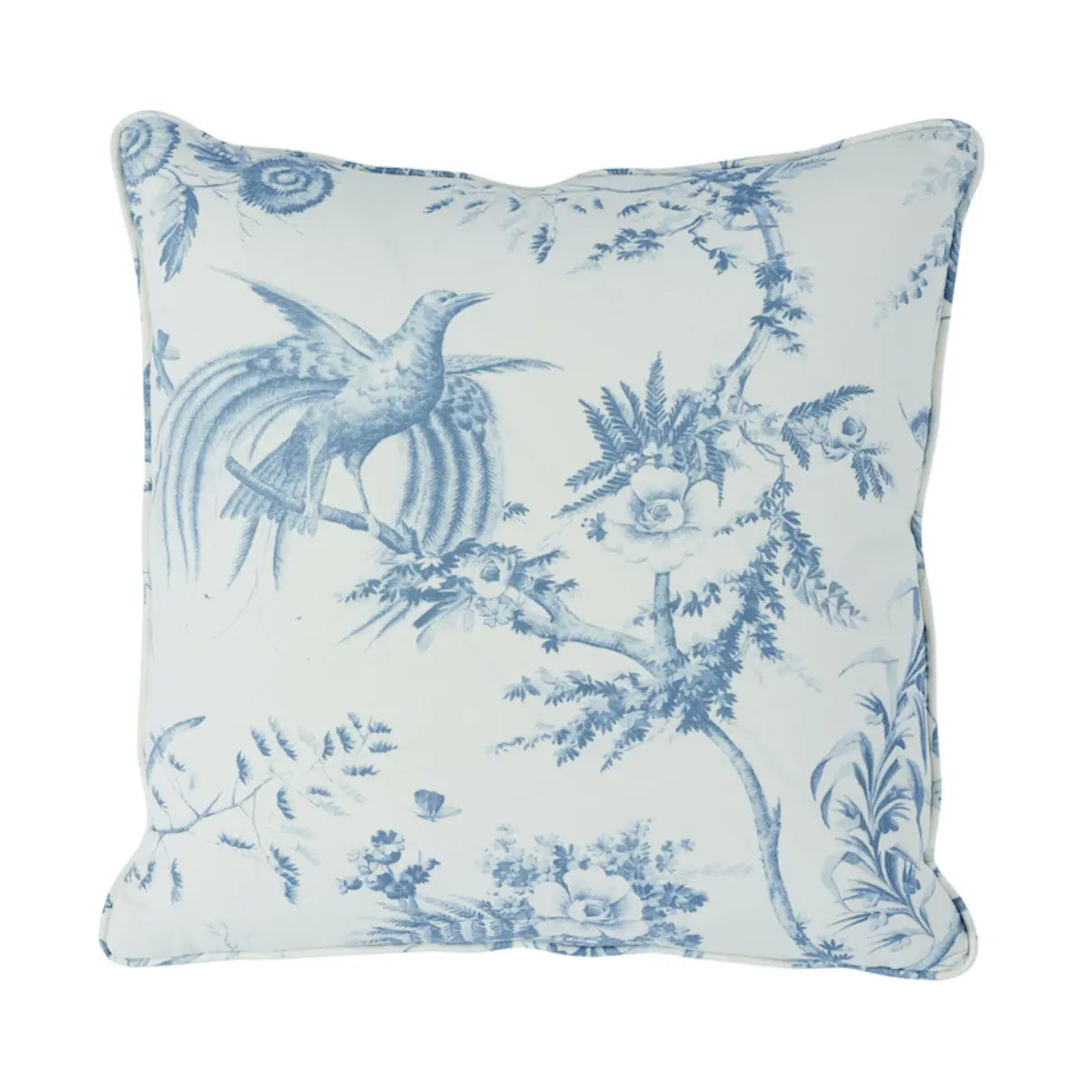 Toile de La Prairie Pillow – Toile Print Throw Cushion, Blue