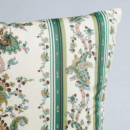 Elena Paisley Stripe Pillow – Cotton Throw Cushion