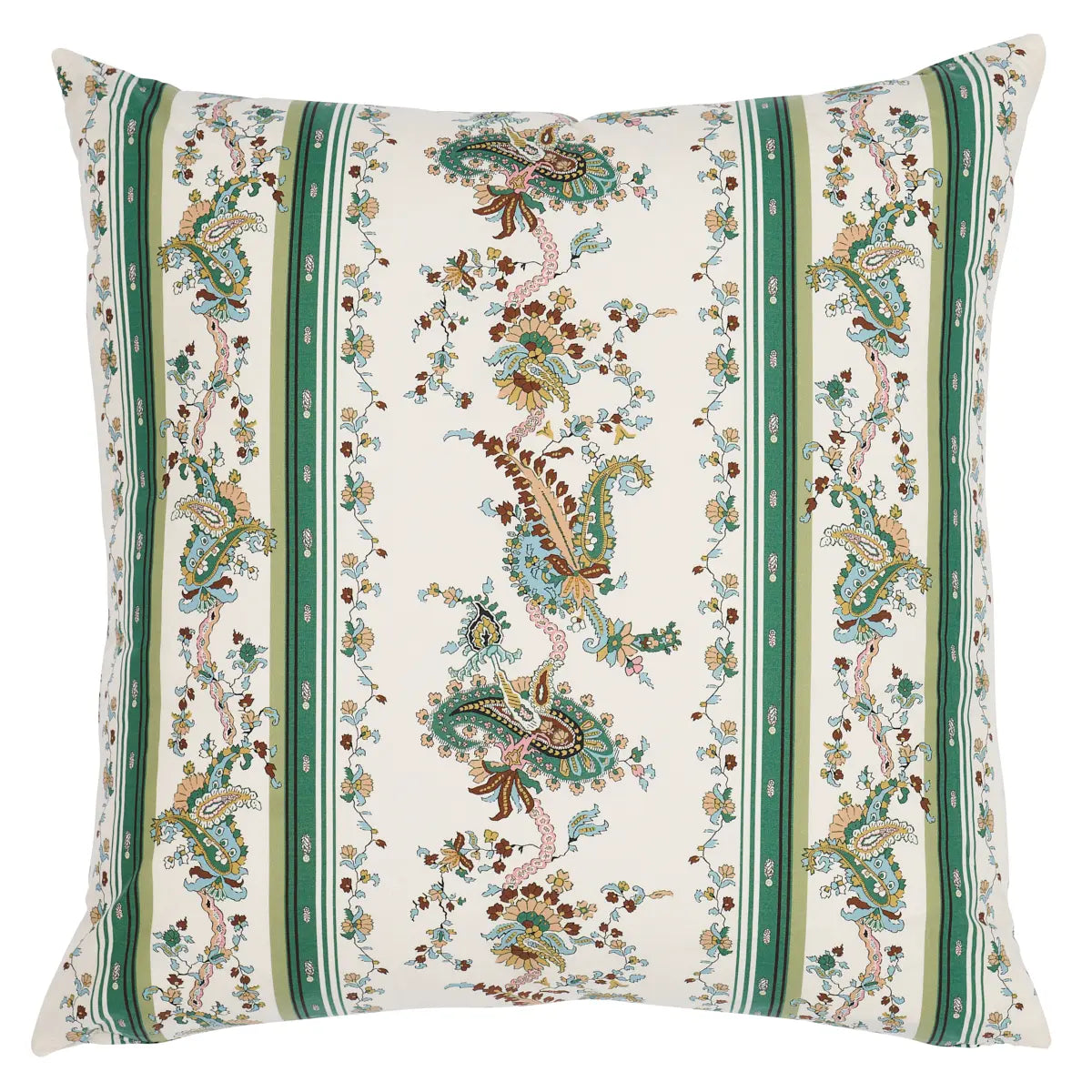 Elena Paisley Stripe Pillow – Cotton Throw Cushion