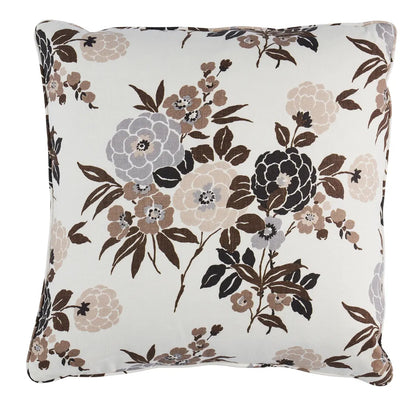 Valentina Floral Pillow - Decorative linen Throw Cushion, Brown