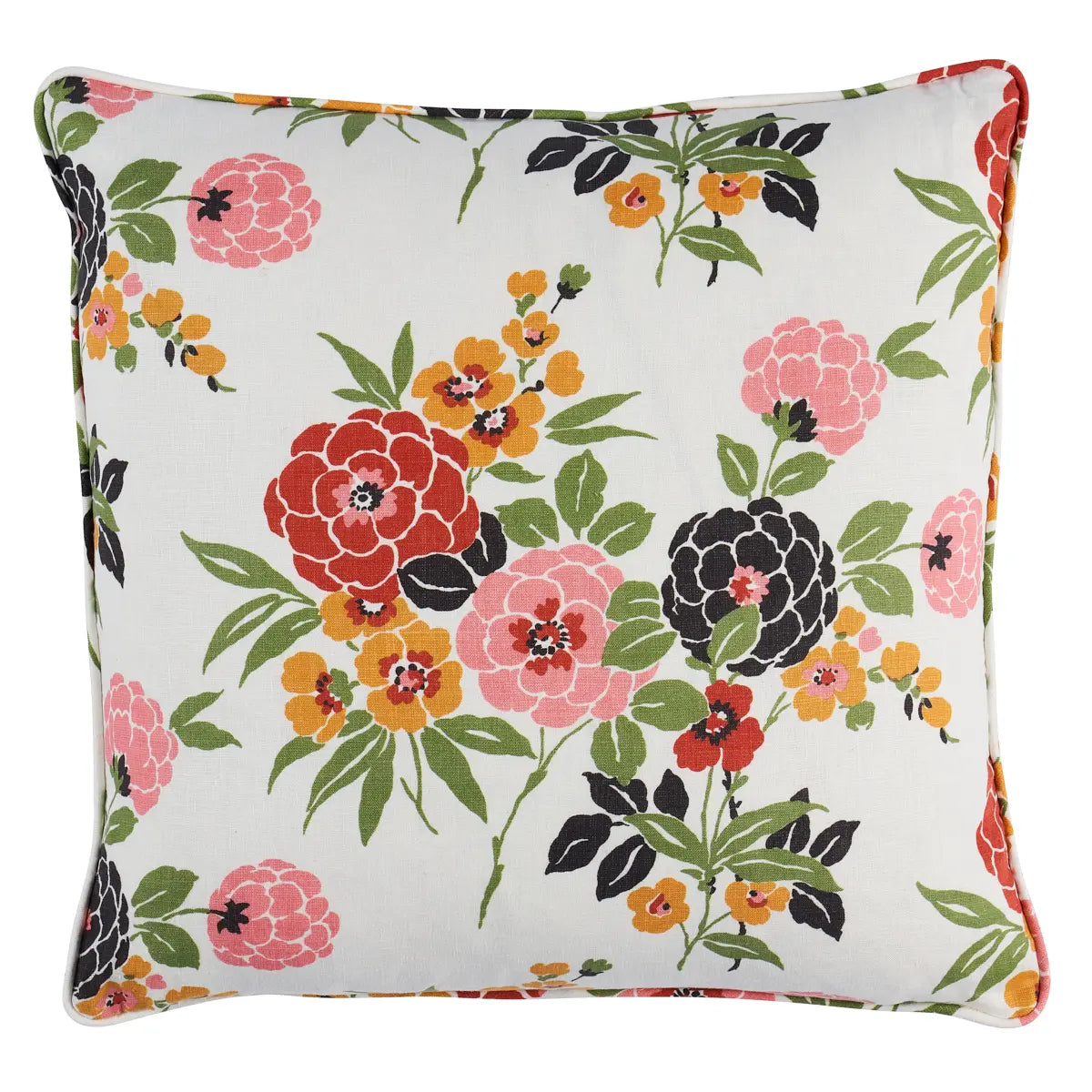 Valentina Floral Pillow - Decorative linen Throw Cushion, Multicolor
