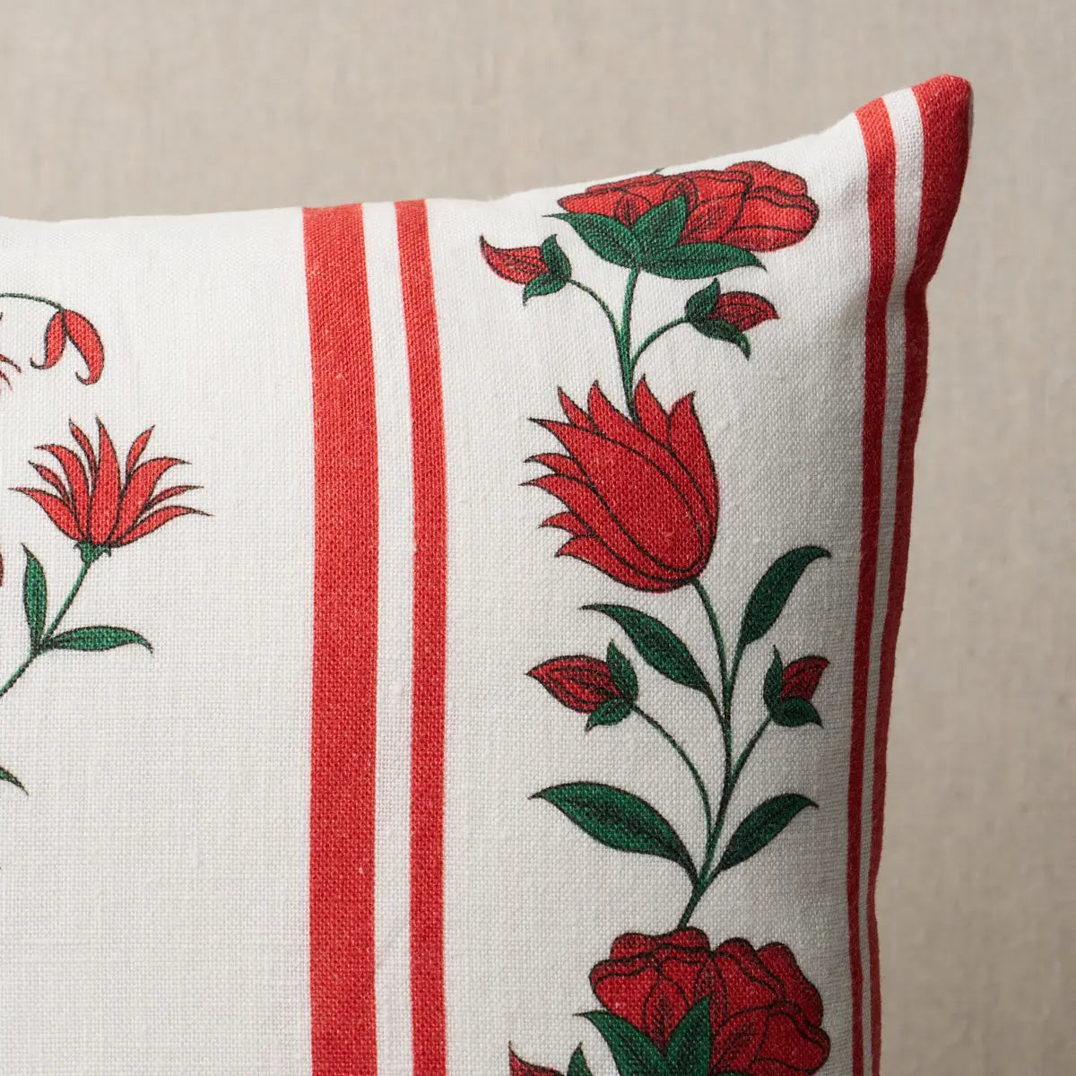 Royal Poppy Stripe Pillow