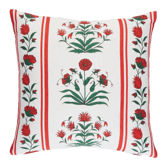 Royal Poppy Stripe Pillow, Red