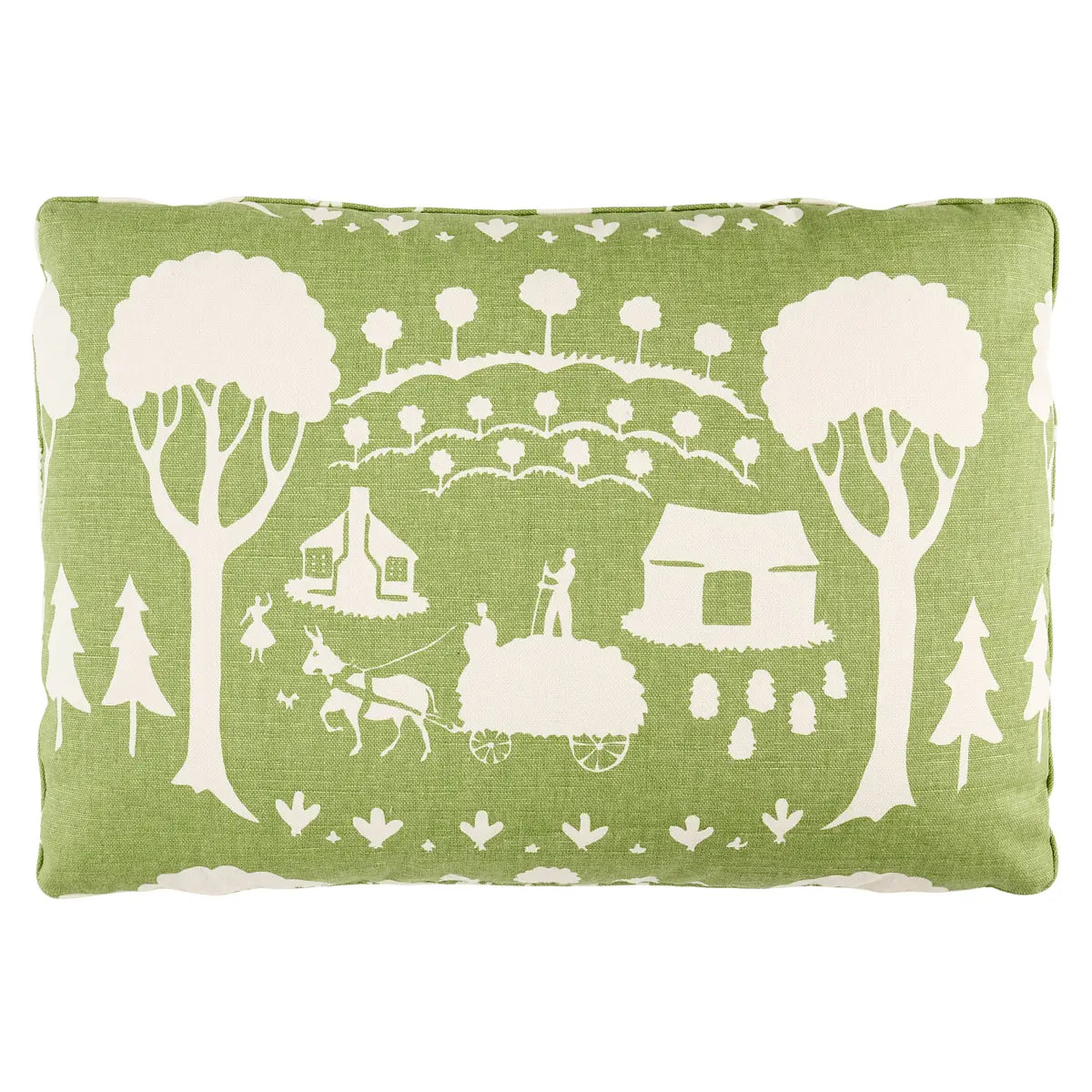Farm Scene Pillow, Green