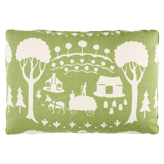 Farm Scene Pillow, Green