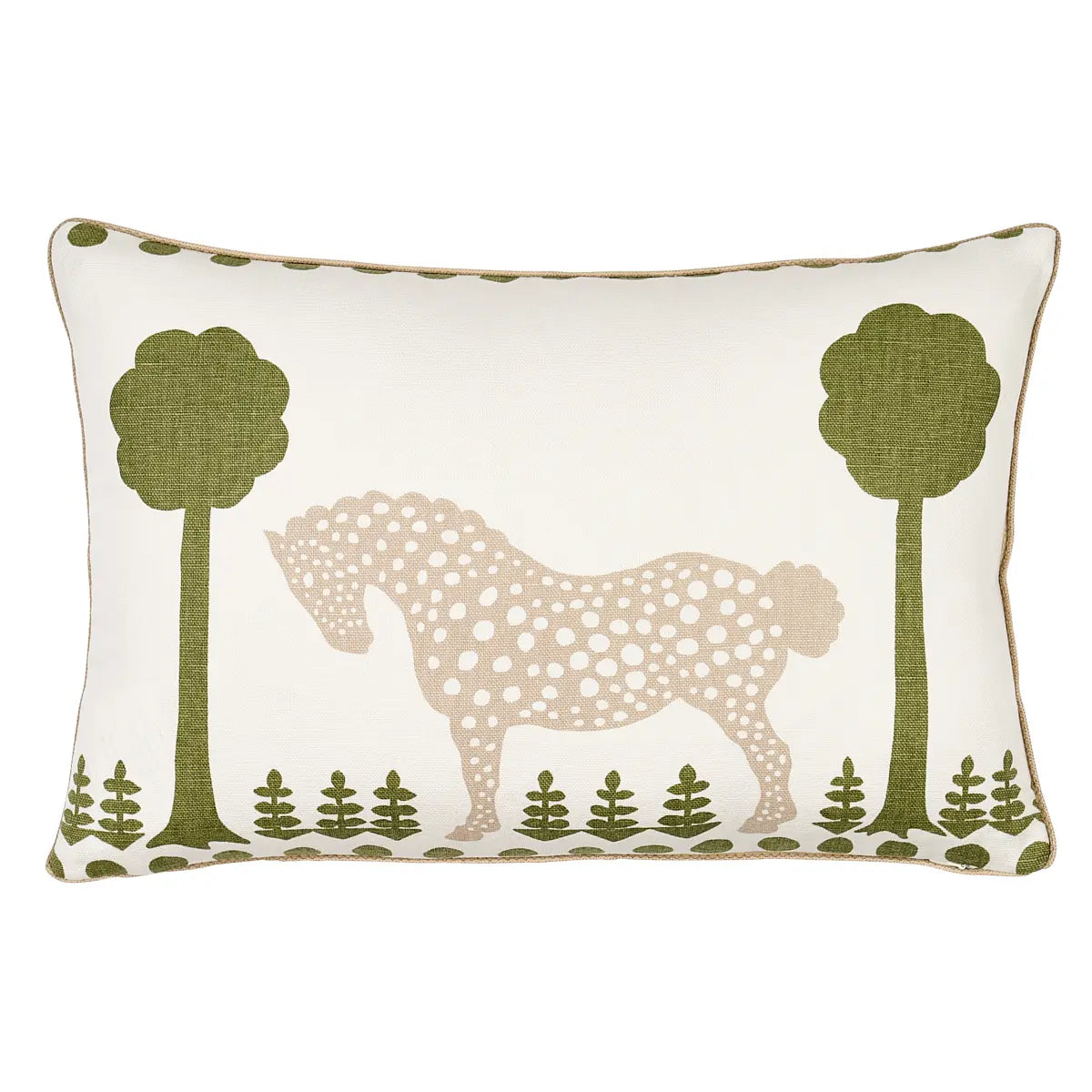 Polka Dot Pony Pillow, Olive / 18" x 12"