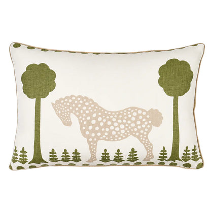 Polka Dot Pony Pillow, Olive / 18" x 12"