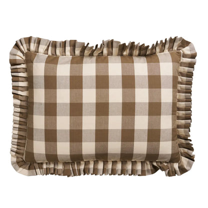 Camden Cotton Check Pillow, Mocha