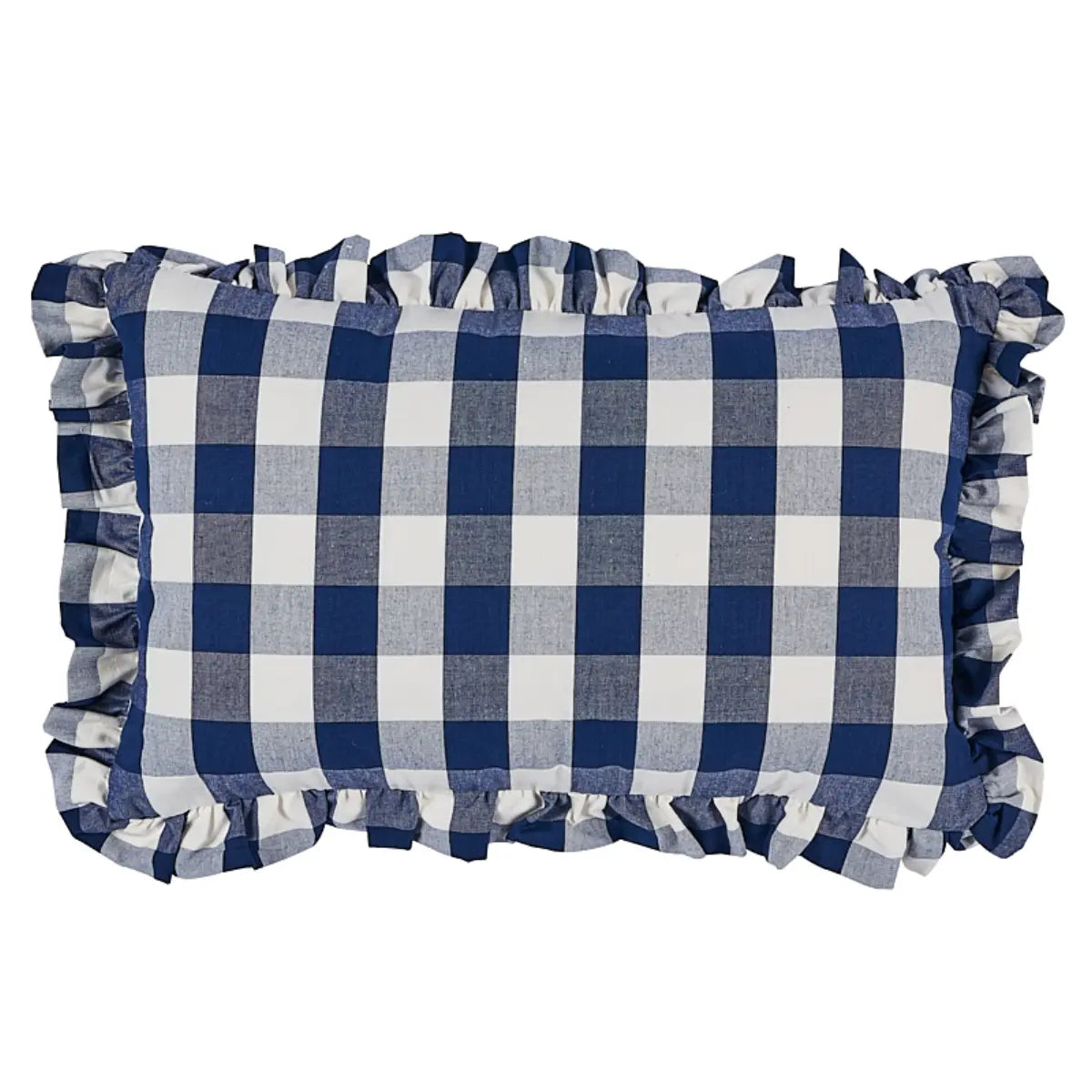 Camden Cotton Check Pillow, Navy