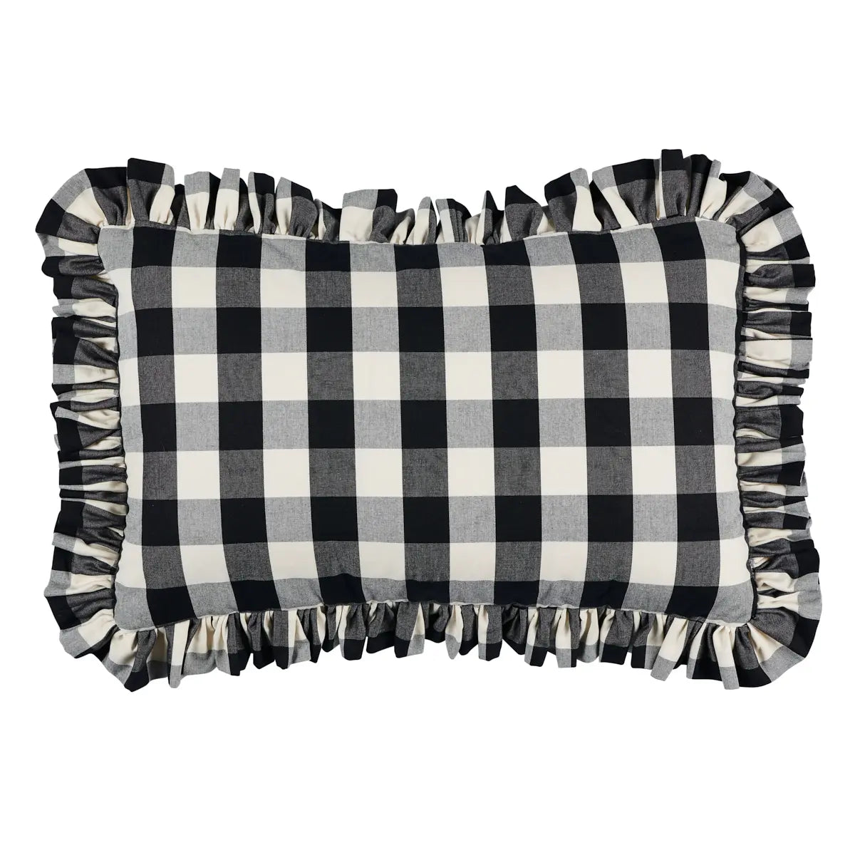 Camden Cotton Check Pillow, Black