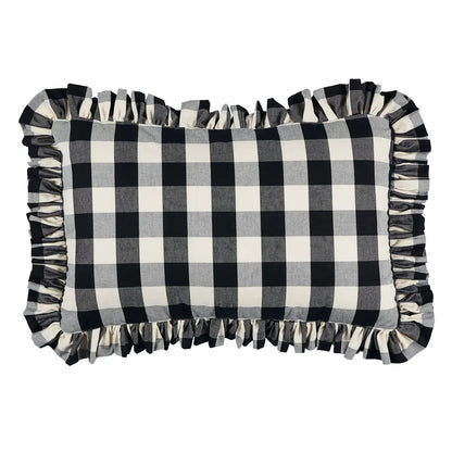 Camden Cotton Check Pillow, Black