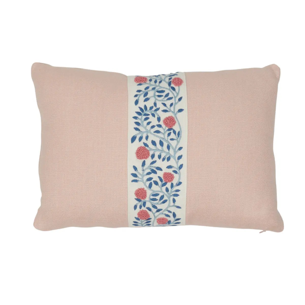 Ashoka Embroidered Tape Pillow, Rose quartz
