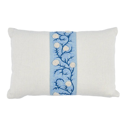 Ashoka Embroidered Tape Pillow, Ivory & Blue