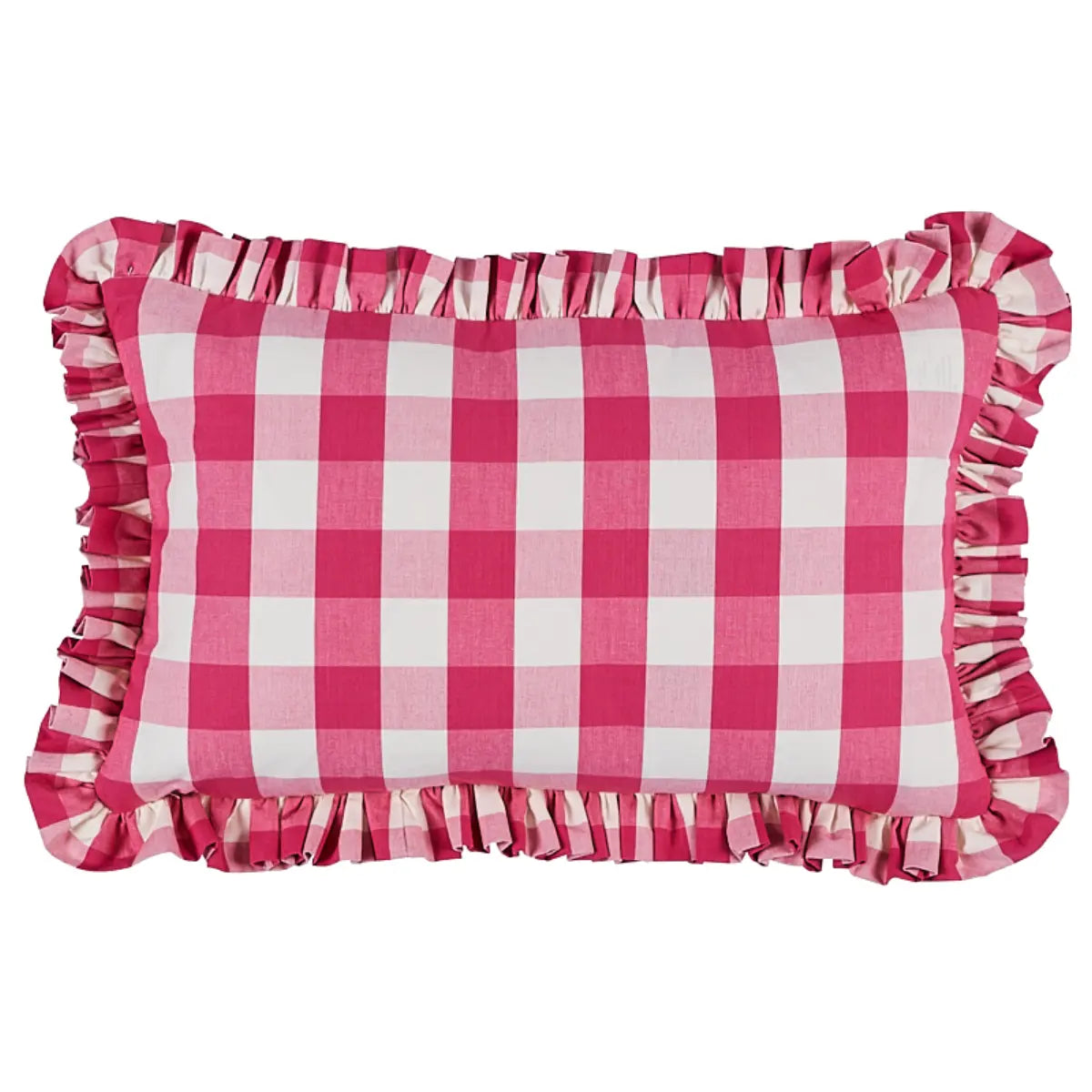 Camden Cotton Check Pillow, Magenta
