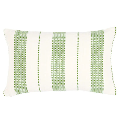 Lubeck Stripe Pillow - Striped Cotton Throw Cushion, Green