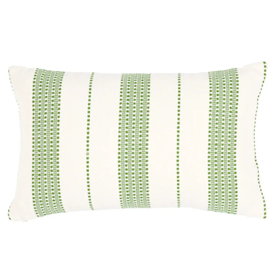 Lubeck Stripe Pillow - Striped Cotton Throw Cushion, Green