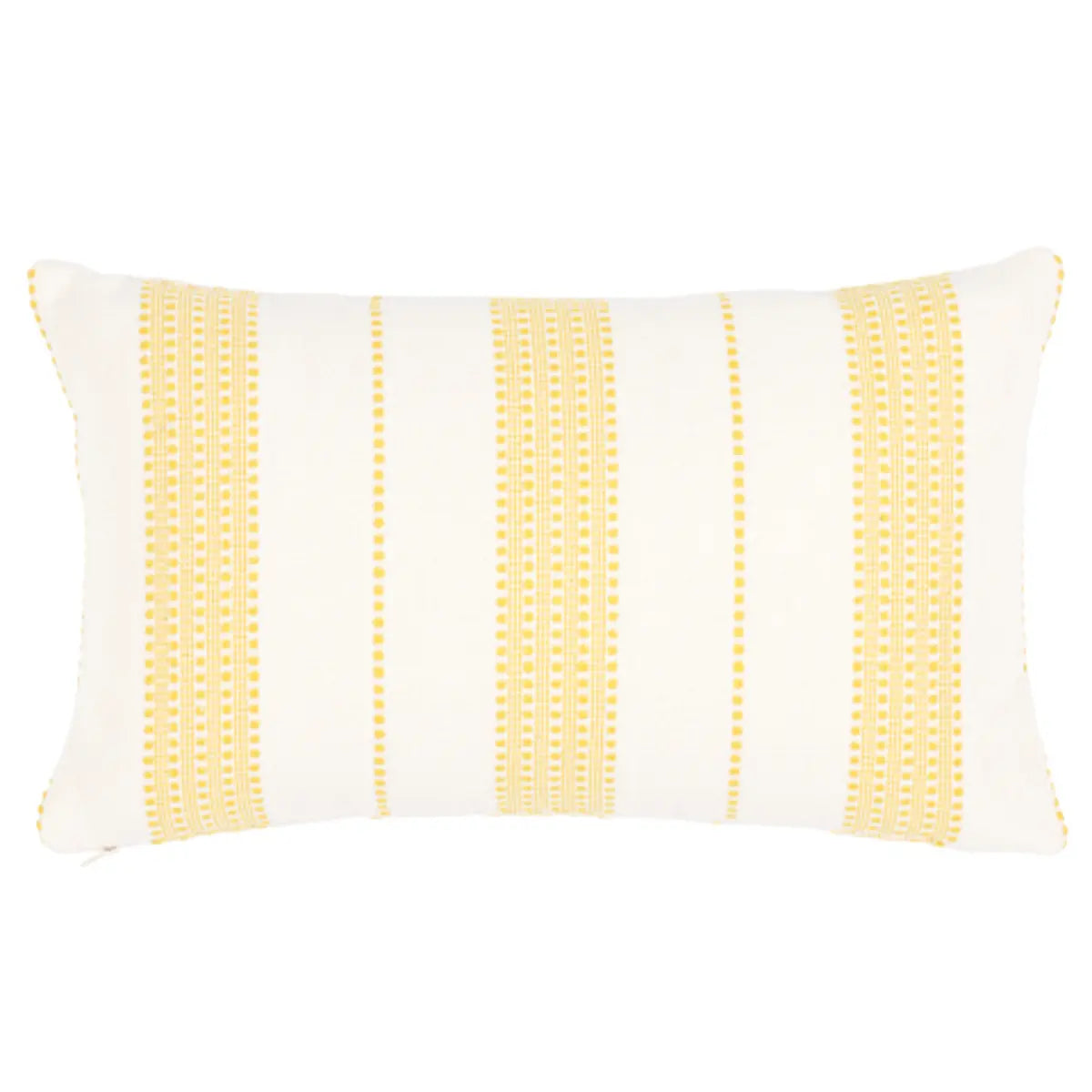 Lubeck Stripe Pillow - Striped Cotton Throw Cushion, Yellow