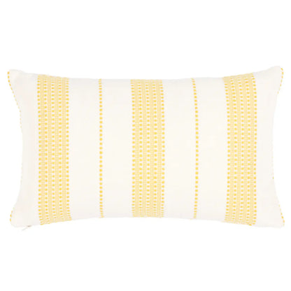 Lubeck Stripe Pillow - Striped Cotton Throw Cushion, Yellow