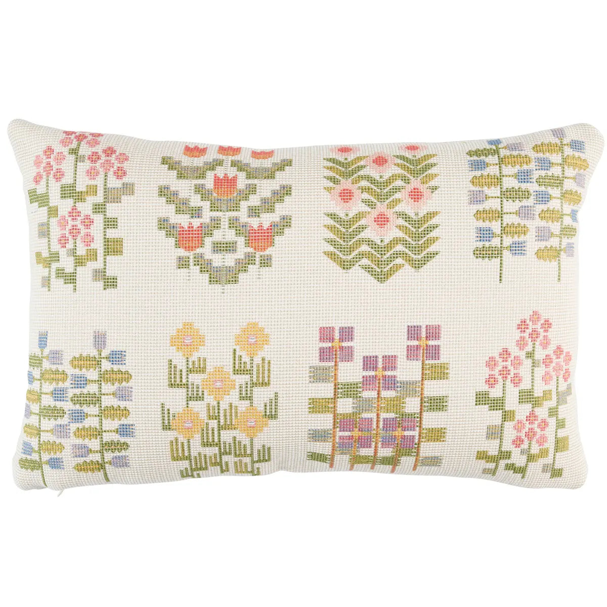 Tulip Paisley Pillow, Multi on ivory
