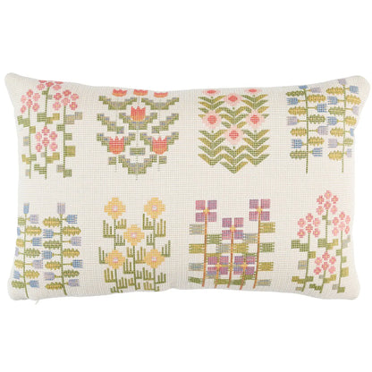 Tulip Paisley Pillow, Multi on ivory