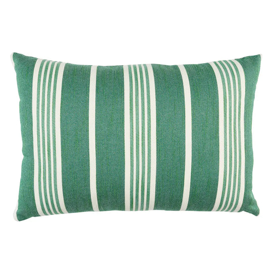 Hampton Stripe Indoor/Outdoor Lumbar Pillow, emerald