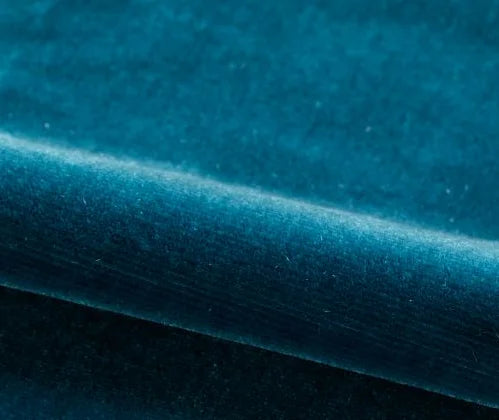 Close-up of a blue fabric texture
Velours Uni – Luxury Silk Fabric -Saphir