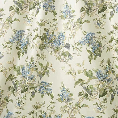 Lemoine Fabric – 100% Cotton Chintz, Blue, Light Green
Floral and leaf pattern on a light background